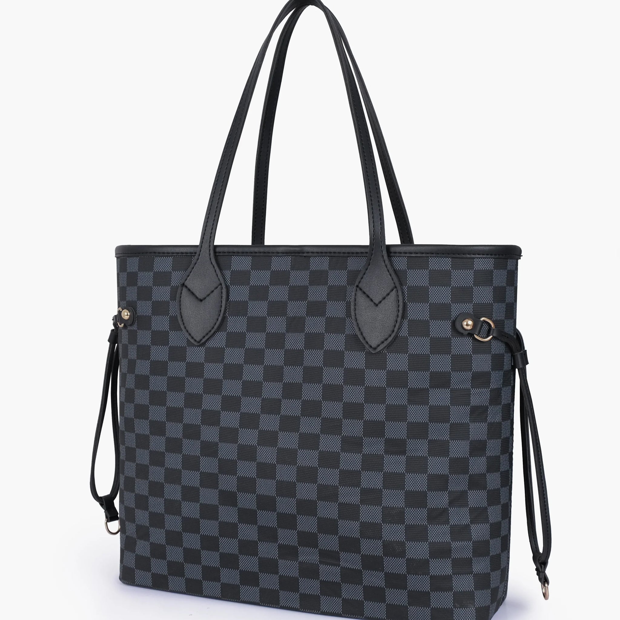 BLACK CHECKERED TOTE BAG