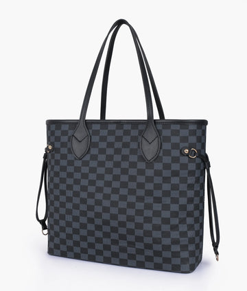 BLACK CHECKERED TOTE BAG