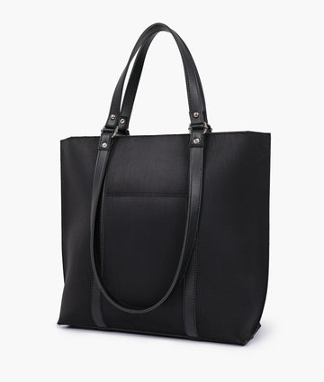 BLACK SUEDE DOUBLE HANDLE TOTE BAG