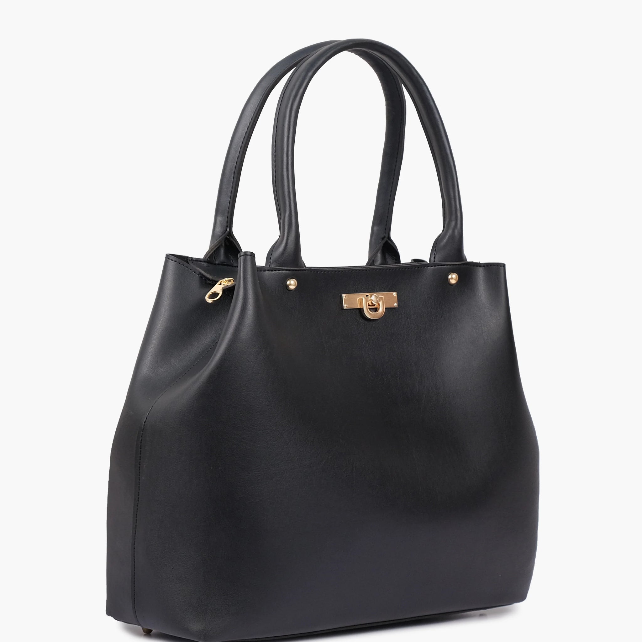 BLACK ZIPPER TOTE BAG