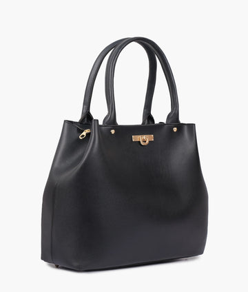 BLACK ZIPPER TOTE BAG