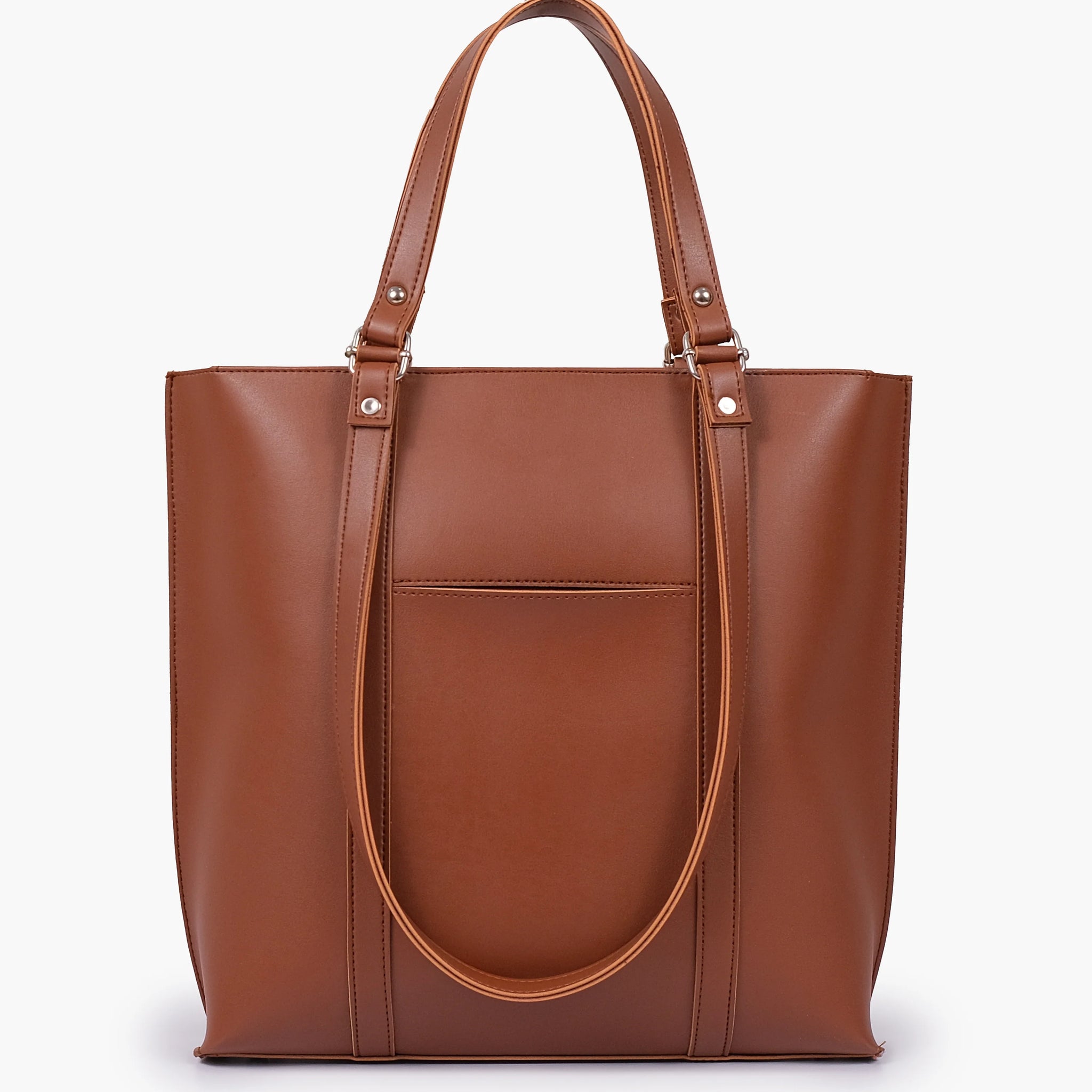 BROWN SUEDE DOUBLE HANDLE TOTE BAG