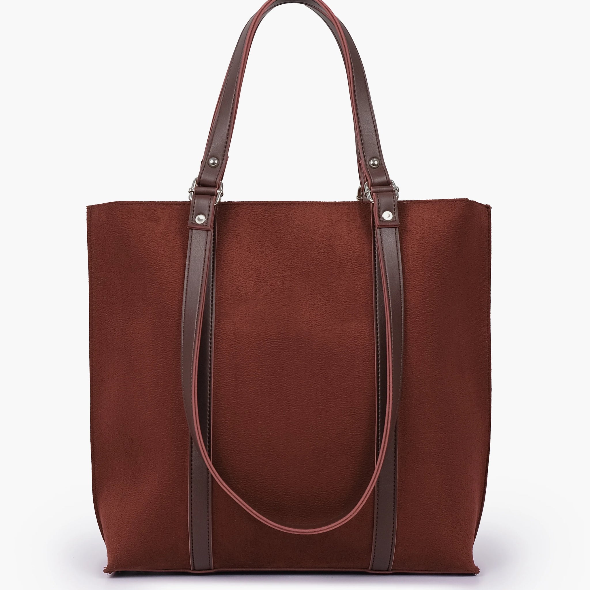 SUEDE DOUBLE HANDLE TOTE BAG