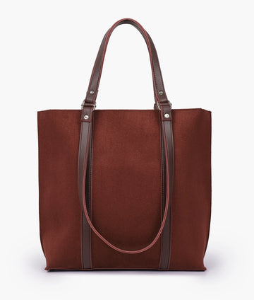 SUEDE DOUBLE HANDLE TOTE BAG